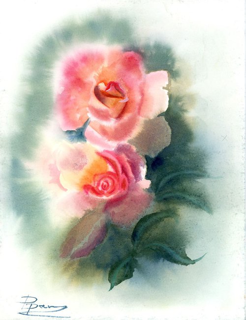 Two roses by Olga Shefranov (Tchefranov)
