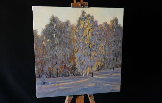 Sunlight Through The Trees- winter landscape painting