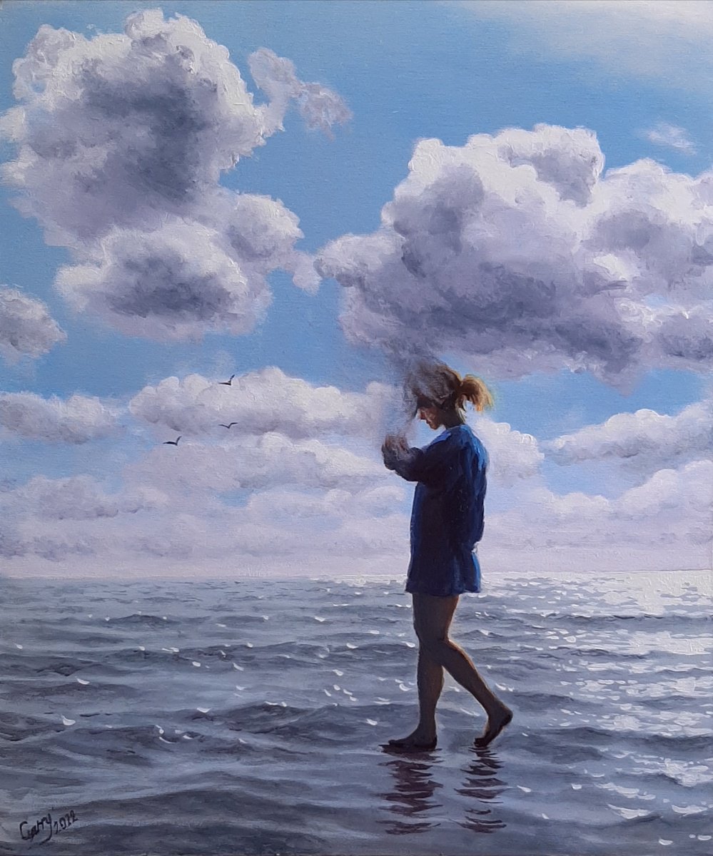 Surrealistic Landscape Oil Painting By Garry Arzumanyan, 20 X 24, Black Door 17, Original Artwork