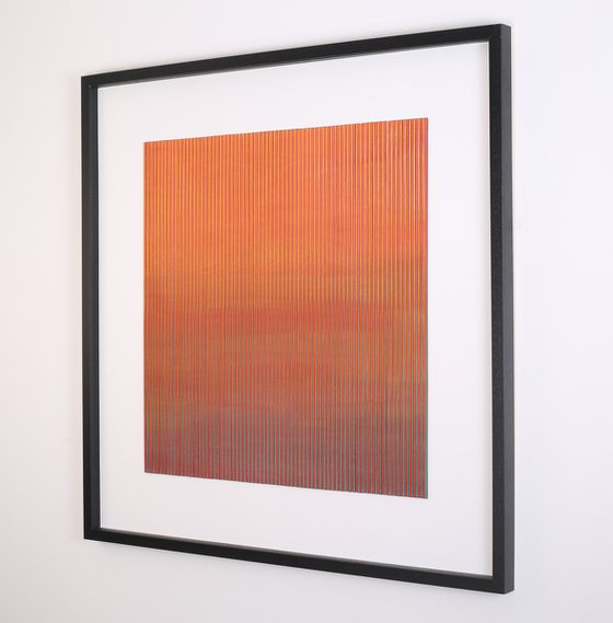 Large Scale Orange and Aqua Striped Gradient Landscape original artwork