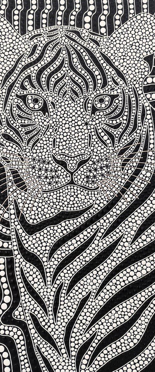 Hypnotic Black and White Tiger by Oxana Lazari