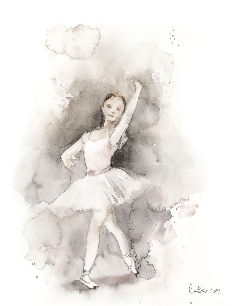 Little ballerina in dusty pink and grey n.10 by Sophie Rodionov