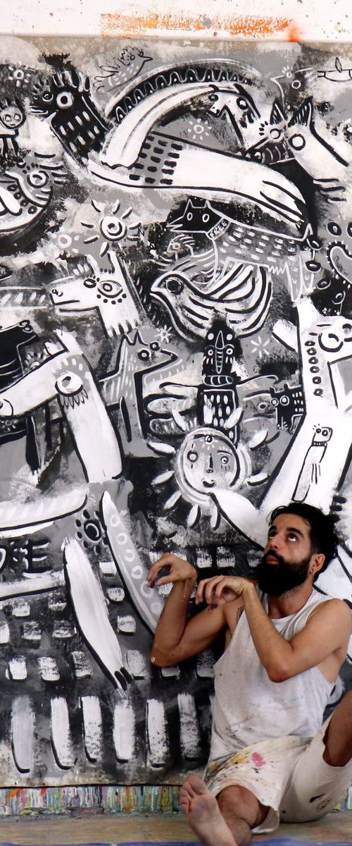 LOVE NATURE / HAPPY GUERNICA 190x205cm by Angel Rivas