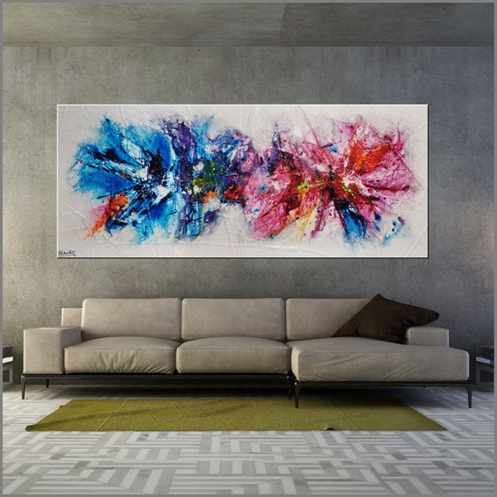 Cotton Candy Bouquet 240cm x 100cm Colourful Abstract Art