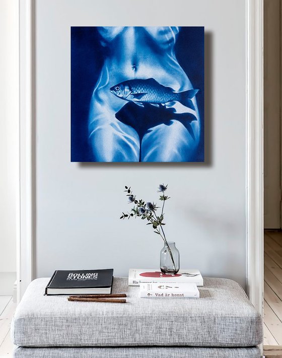 Something Fishy – Blue Nude with Fish