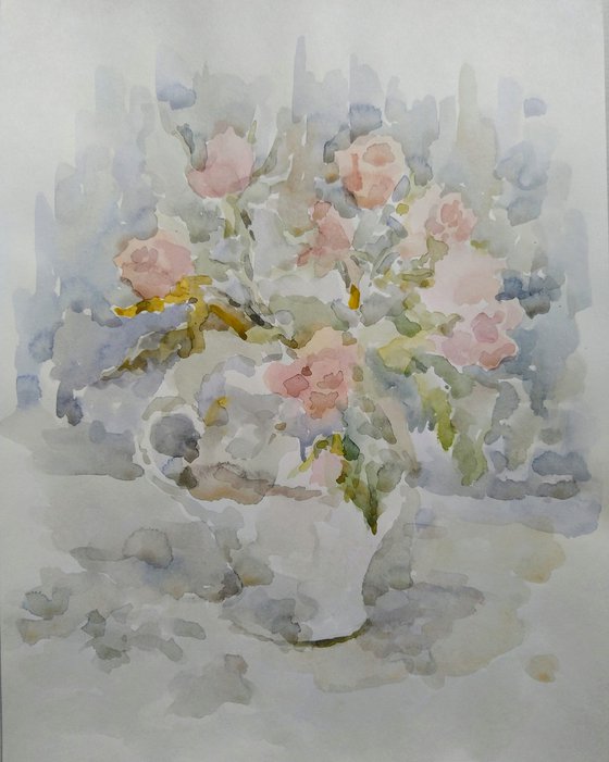 Bouquet of roses. Original watercolour painting.