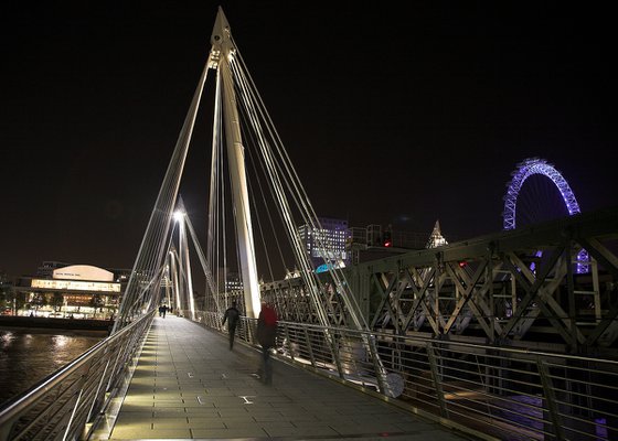 Hungerford Bridge taken at night, London. (Sm)
