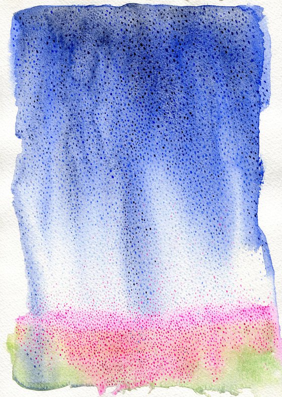 Abstract watercolor rainy landscape
