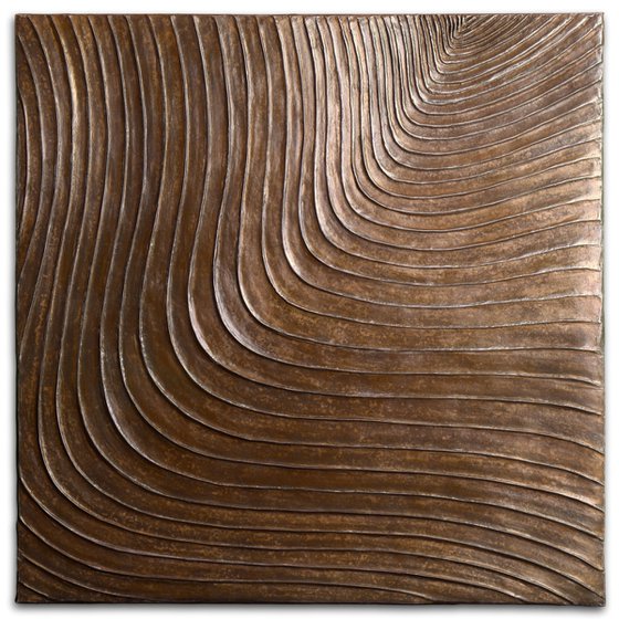 Woodcuts #4 | Square Metal Wall Sculpture
