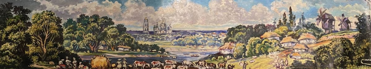 Impressionistic Landscape Oil Painting By Oleg And Alexander Litvinov, 38 X 8", Native Places, Original Artwork