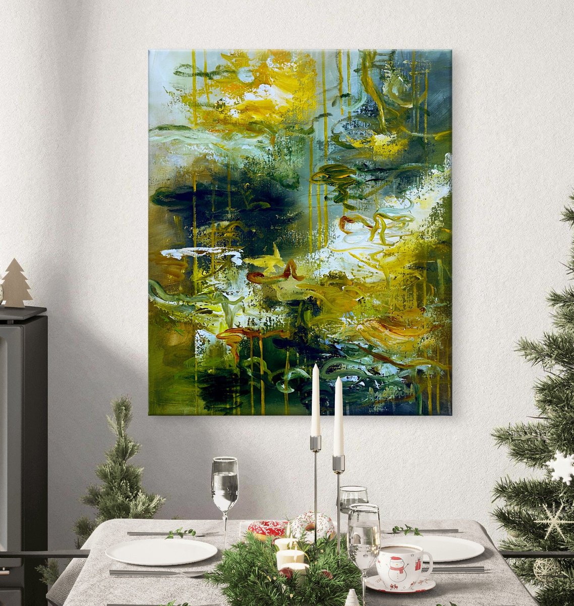 Abstract Acrylic Painting By Andrada Anghel, 24 X 30, Whispering Lilies, Original Artwork