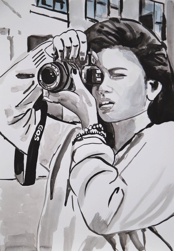 Girl with camera  / 42 x 29.7 cm