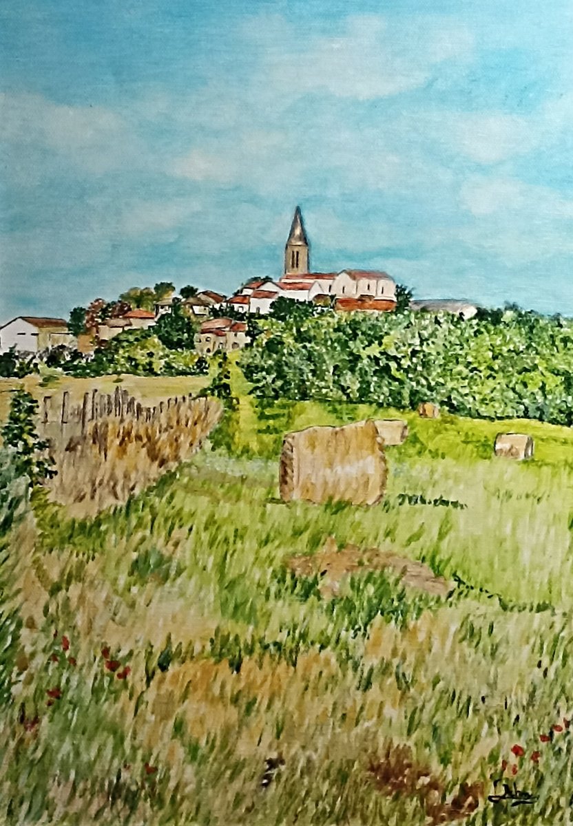 Impressionistic Landscape Oil Painting By Isabelle Lucas, 13 X 18, Village, Original Artwork