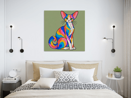Colorful Devon Rex Cat #21