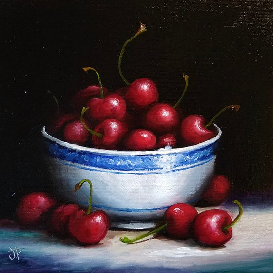 Bowl of cherries still life