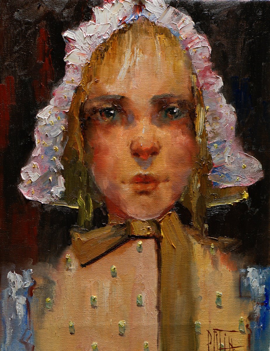 Impressionistic Portrait Oil Painting By Pavel Filin, 14 X 18", Pastry Chef, Original Artwork