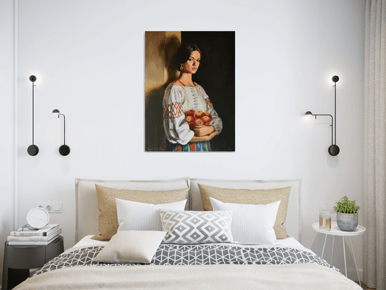 A portrait with apples