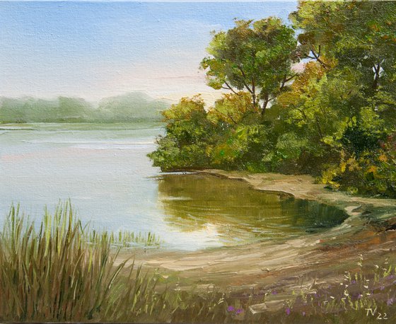 River landscape. Oil painting. 8 x 10in.