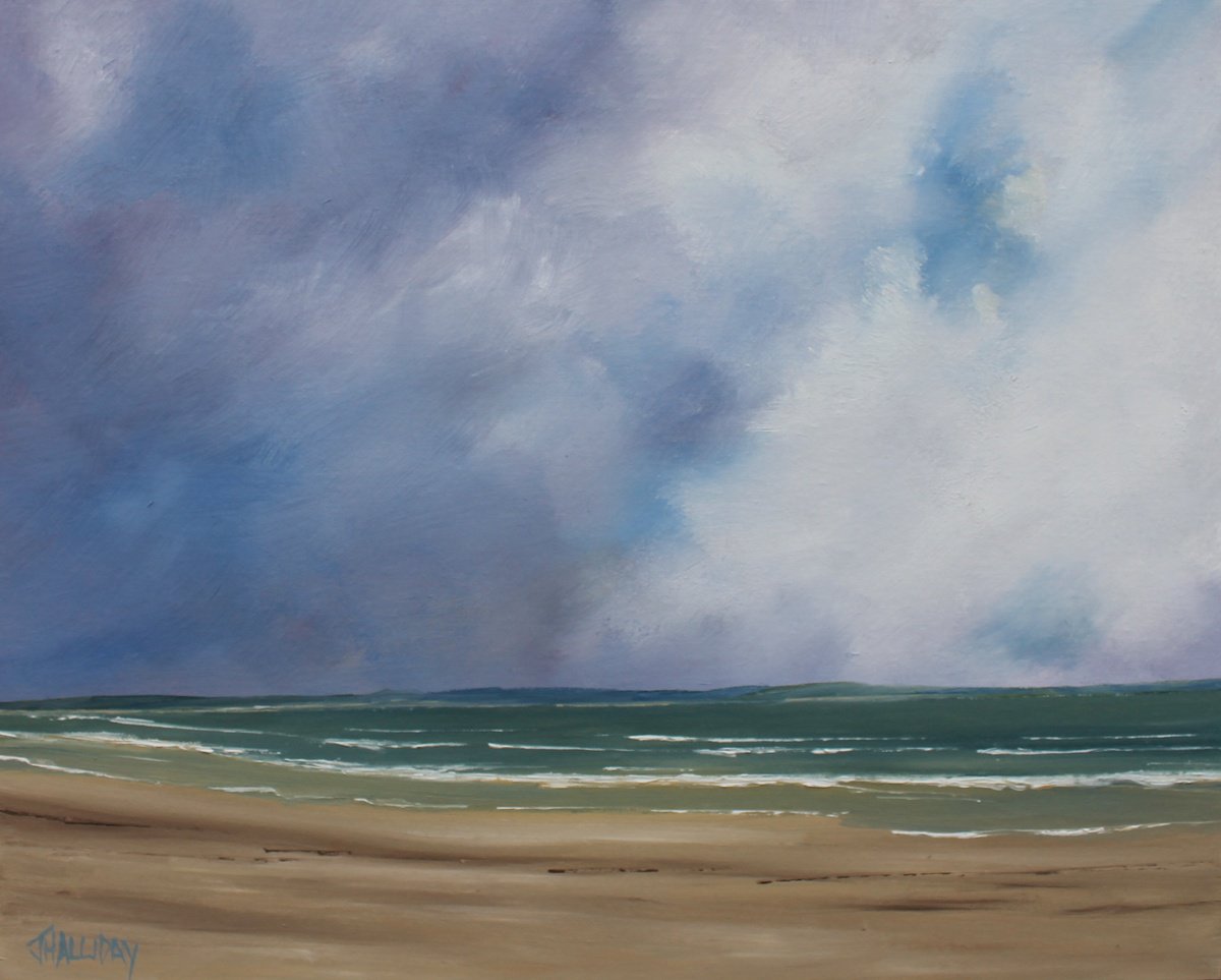 Impressionistic Landscape Oil Painting By John Halliday, 20 X 16, Changing Weather Dundrum, Original Artwork