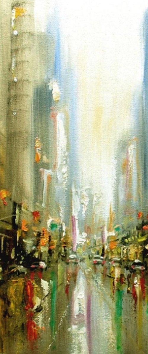 New York city in Rain6, 20x20 in by Vishalandra Dakur