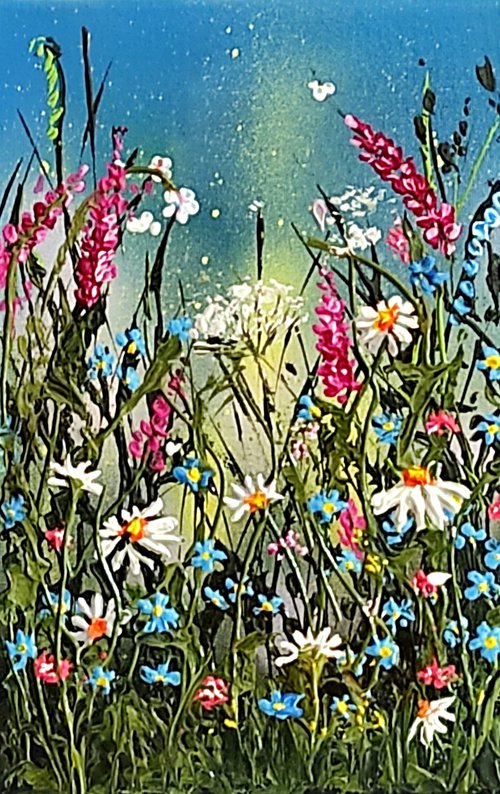 "Flowers mood" 30x20x2cm Original oil painting on board,ready to hang by Elena Kraft