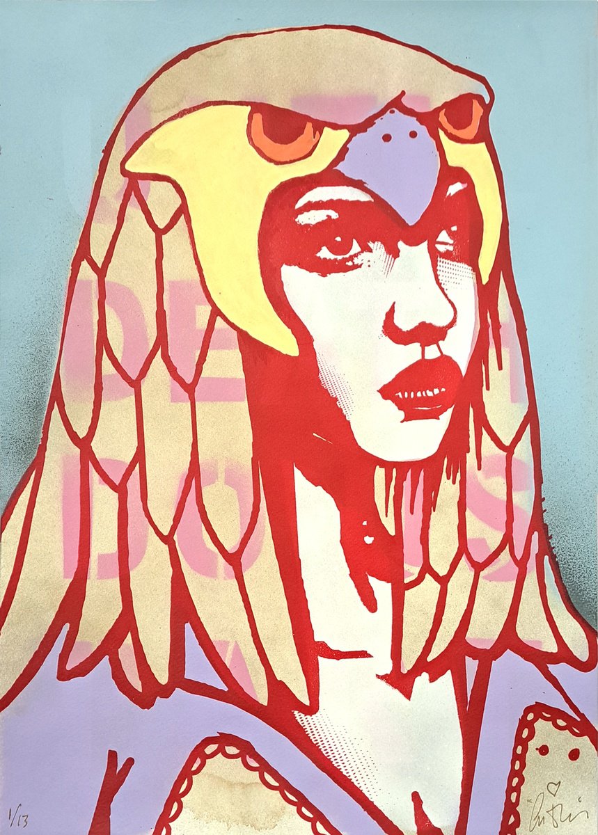 Urban And Pop Portrait Screenprint By Copyright, 14 X 20, Sorceress Blue, Original Artwork
