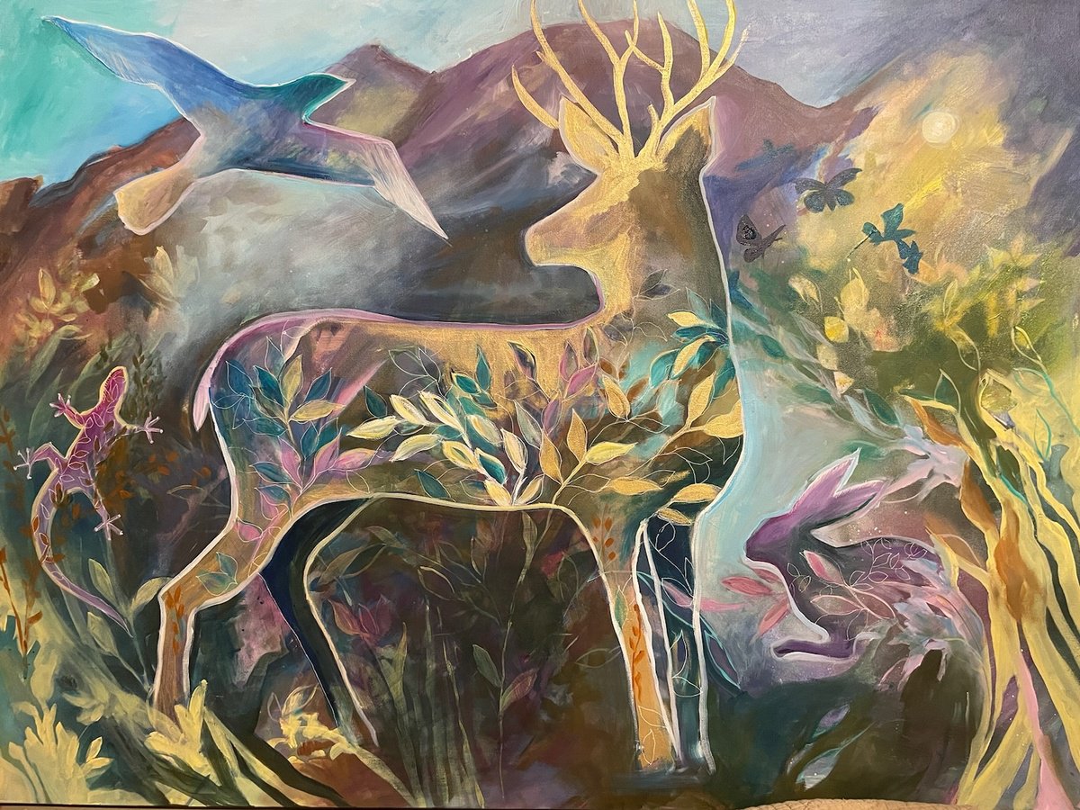 Impressionistic Animal Acrylic Painting By Eliry Arts, 40 X 30, The Silent Creatures, Original Artwork