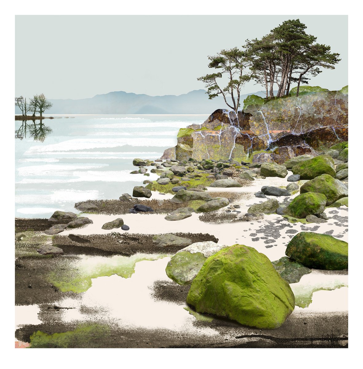 Impressionistic Landscape Photograph By Claire Gill, 24 X 24, The Velvet Shore, Original Artwork