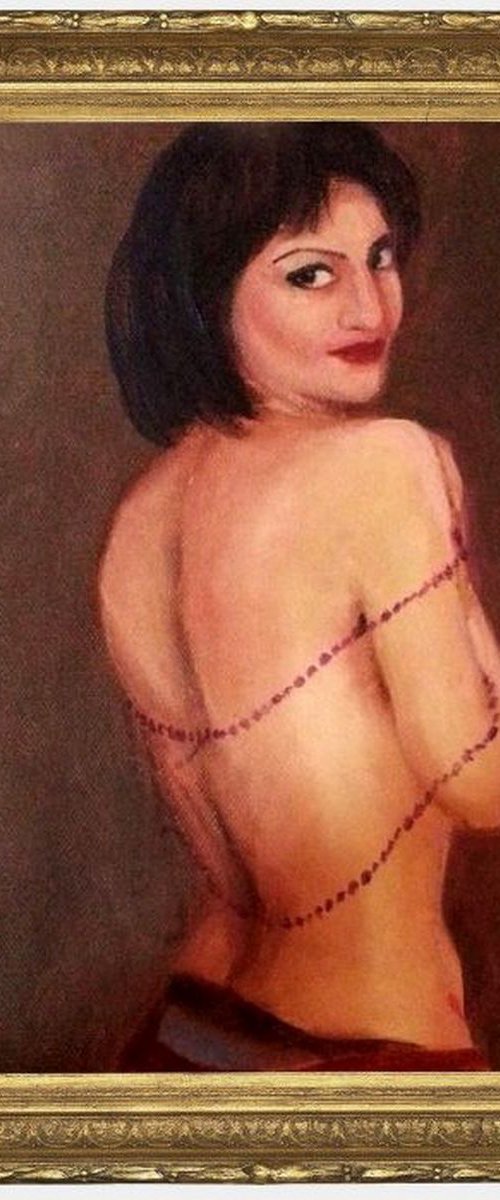 Semi nude woman Mirror mirror on the wall by Asha Shenoy