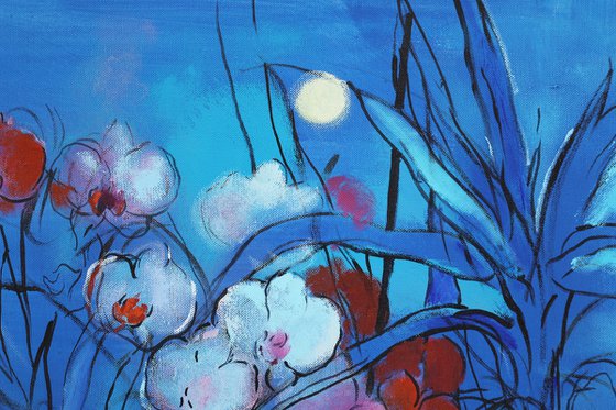 Blue Still life and Moon