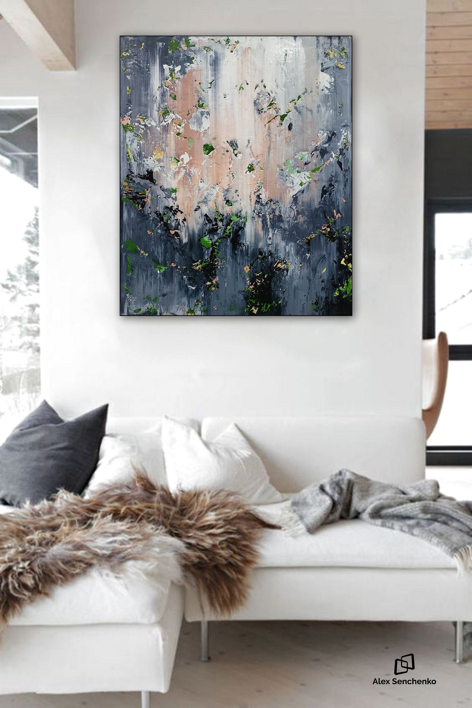 Abstract Acrylic Painting By Alex Senchenko, 39 X 47, Abstract 22135, Original Artwork