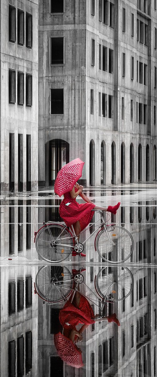 Red Bike - Artist's Proof by Peter Zelei