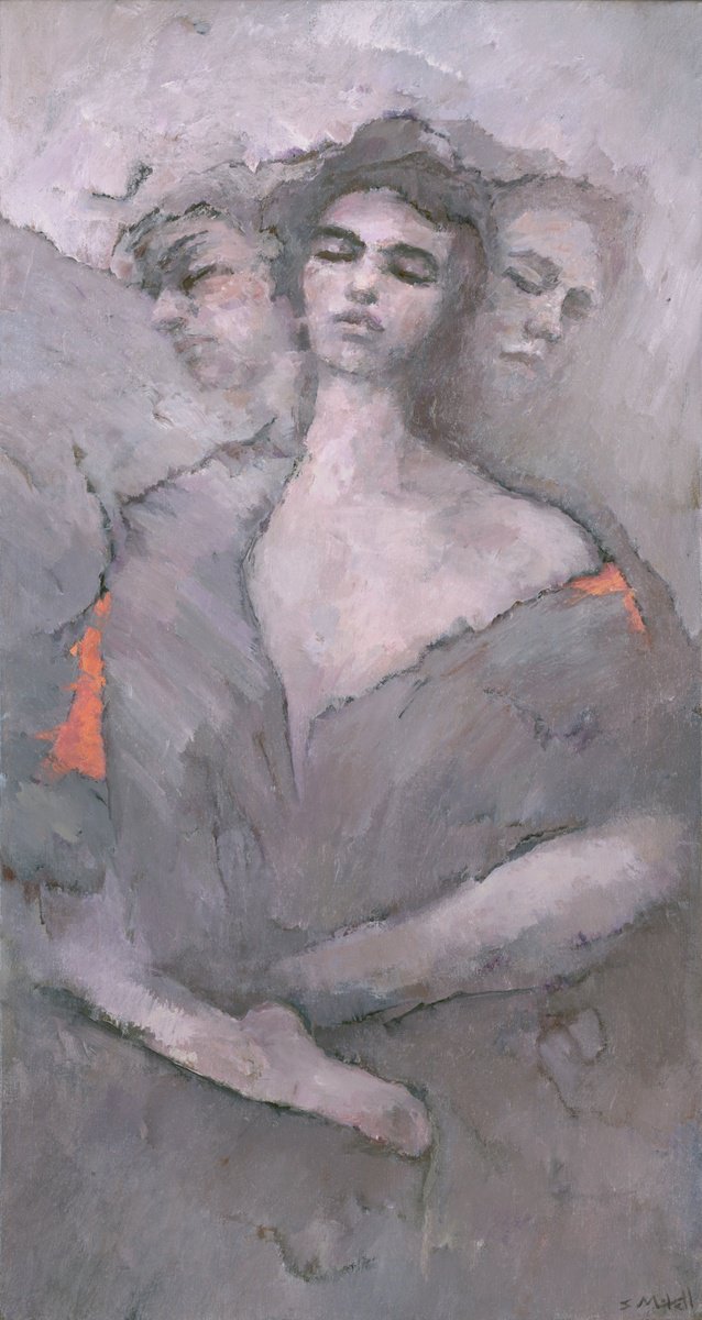 Expressive Portrait Acrylic Painting By Steve Mitchell, 16 X 30", Whispers, Original Artwork