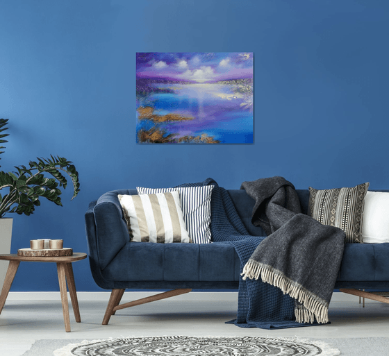 A XL large beautiful modern semi-abstract seascape painting "Miracle moment"