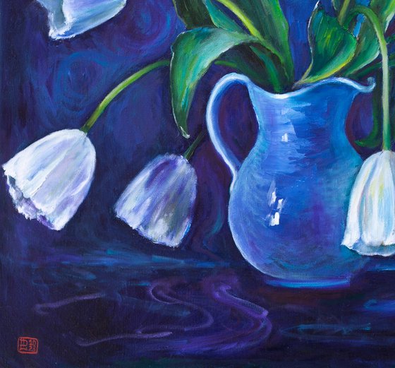 White Tulips In A Jug