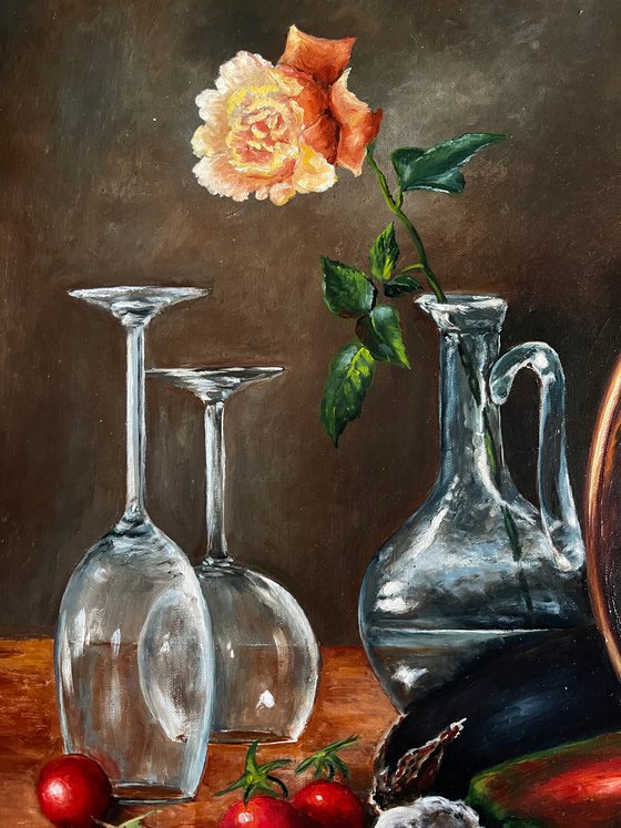 Still life with a lonely rose