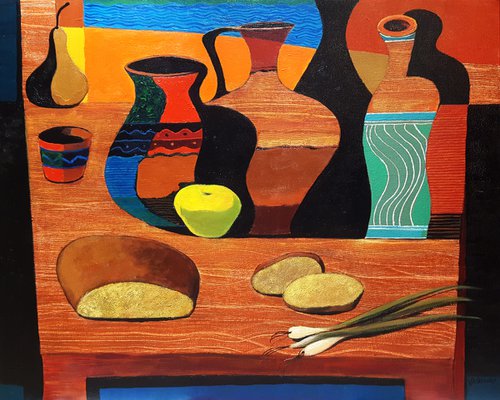Jars, Bread and Onion by Vadim Vaskovsky