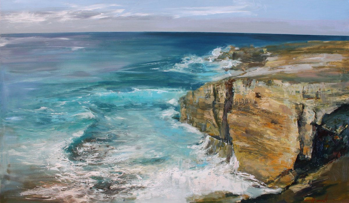Expressive Oil Painting , Breath Of The Ocean. Windswept Silence By Hovart, 69 X 41, Artwork For Sale On Artfinder