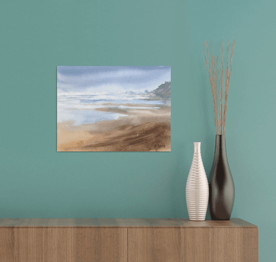 Seascape with beach and mountains #2