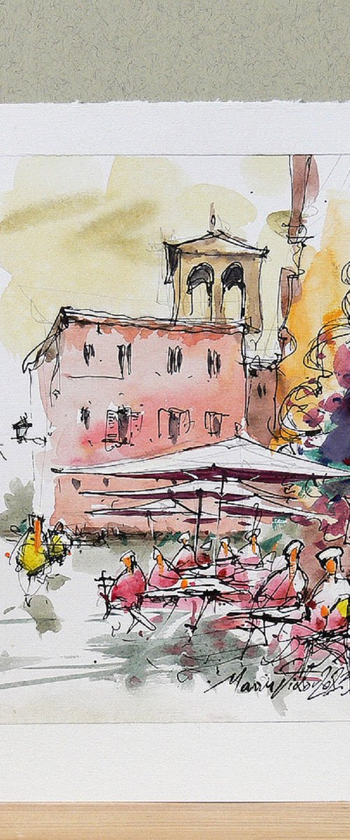 Rome, Trastevere-Watercolor. by Marin Victor