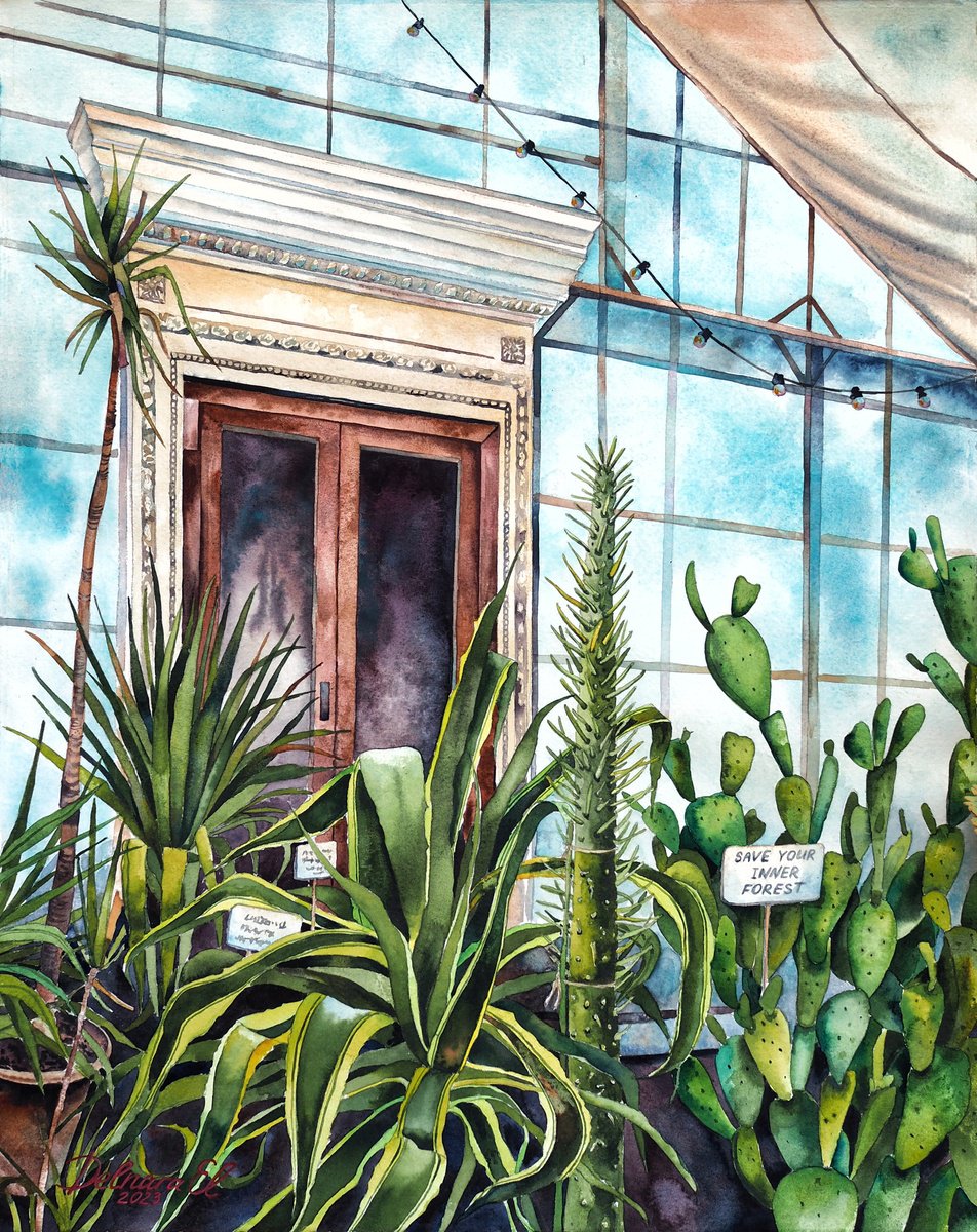 Impressionistic Botanical Watercolour By Delnara El, 16 X 20, Inner Forest, Original Artwork