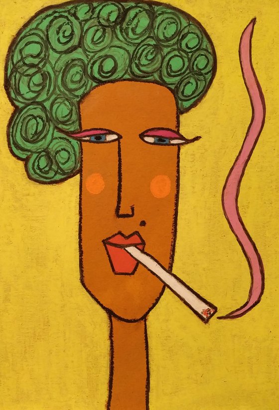 Smoking orange lady