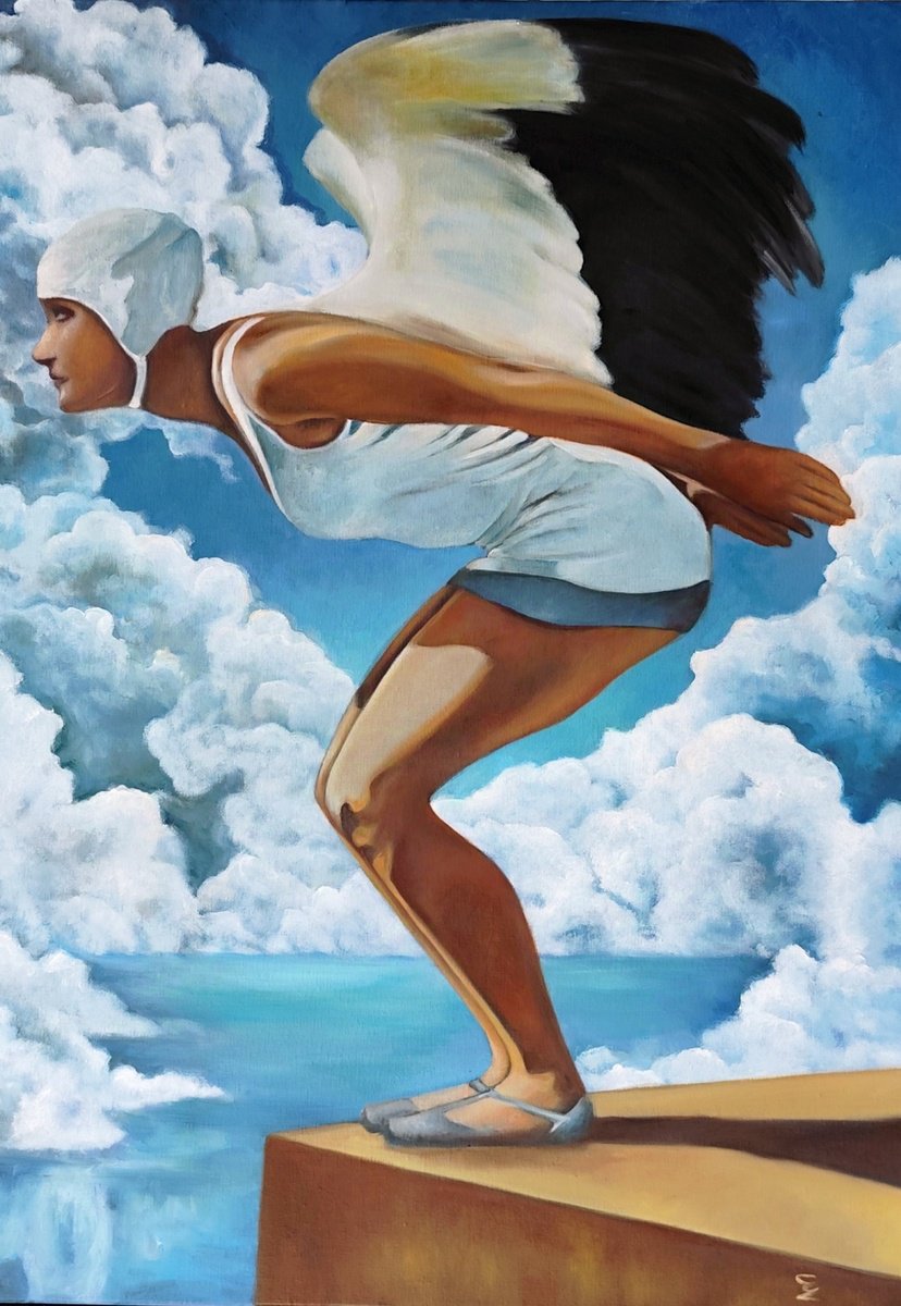 Surrealistic Oil Painting , Like A Bird In Flight By Veronica Ciccarese, 20 X 28, Artwork For Sale On Artfinder