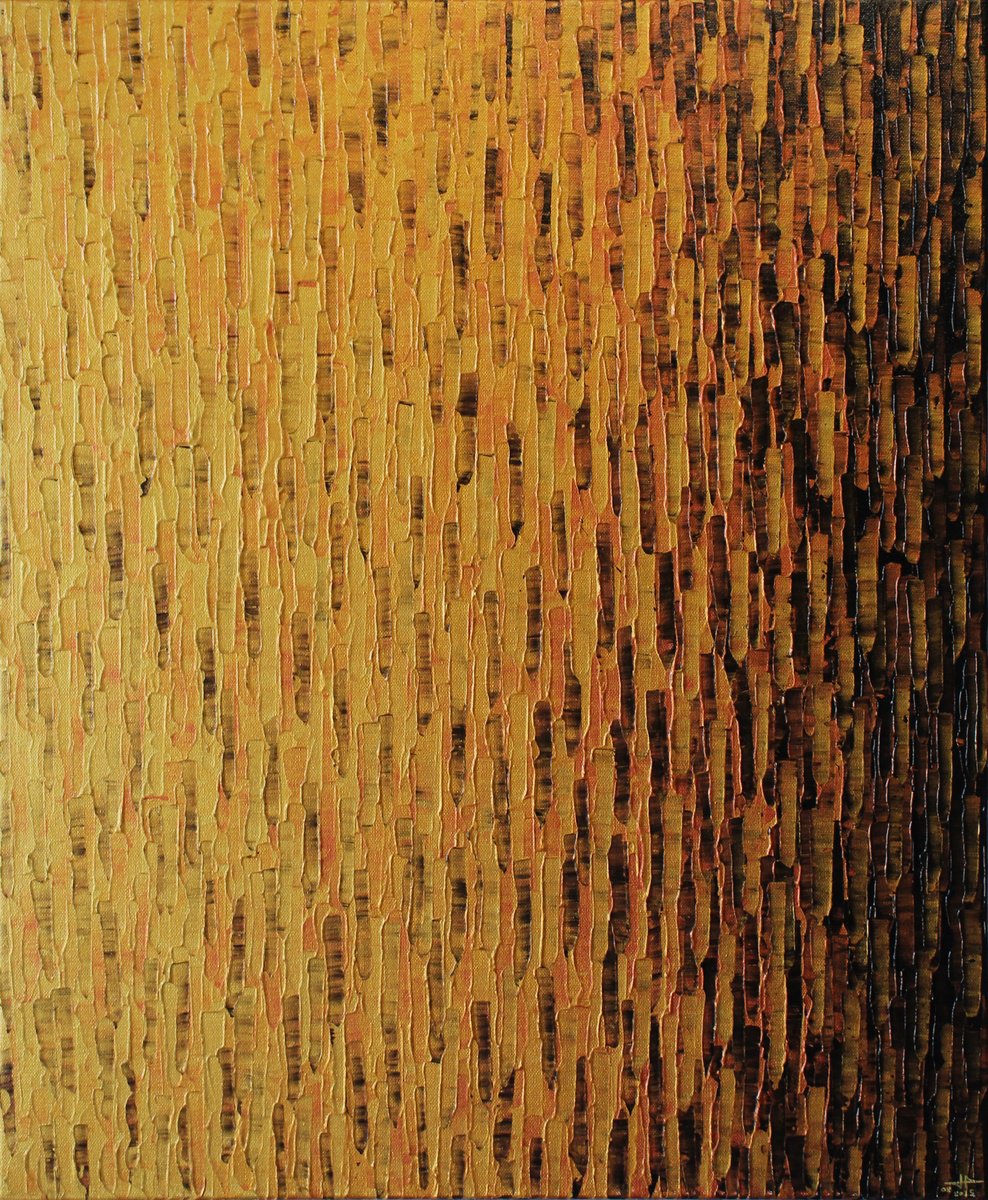 Abstract Acrylic Painting By Jonathan Pradillon, 20 X 24, Gold Gradient, Original Artwork