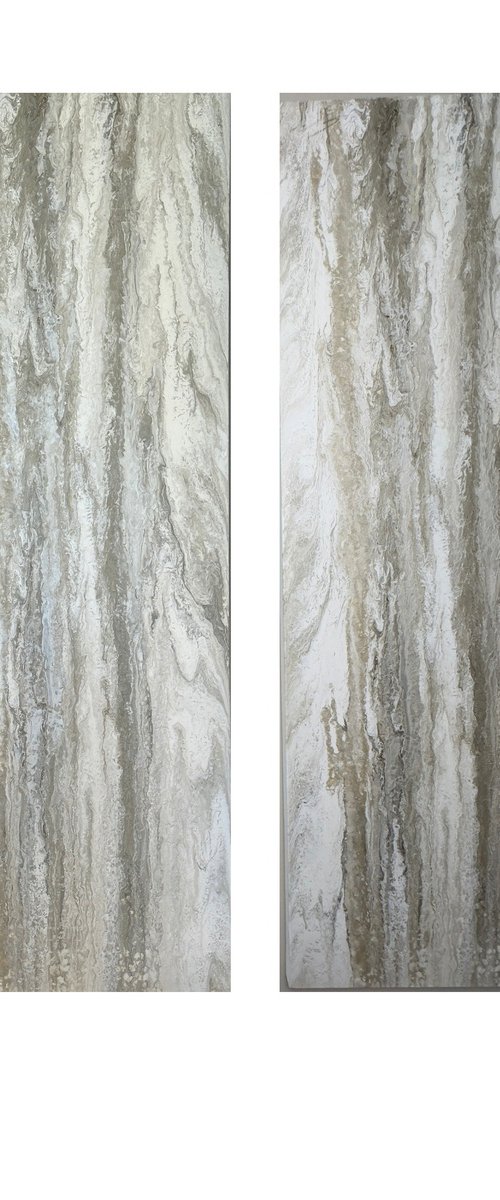 Voile — Neutral Abstract Diptych by Kseniia Turik