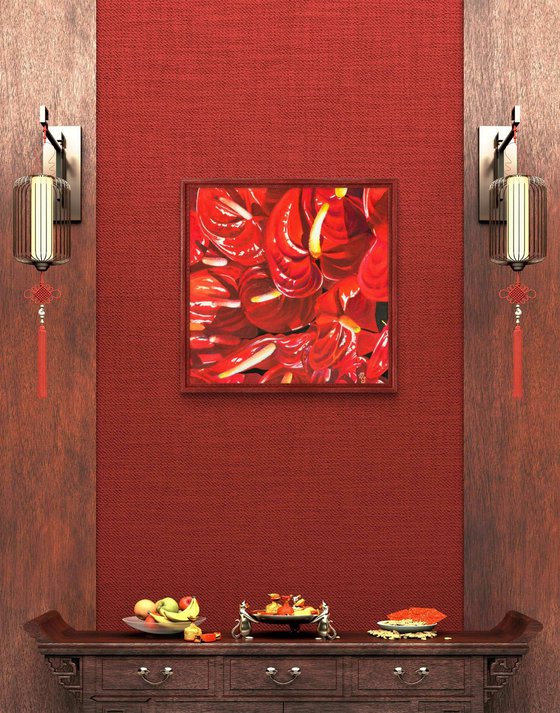 Red Anthurium Floral Painting