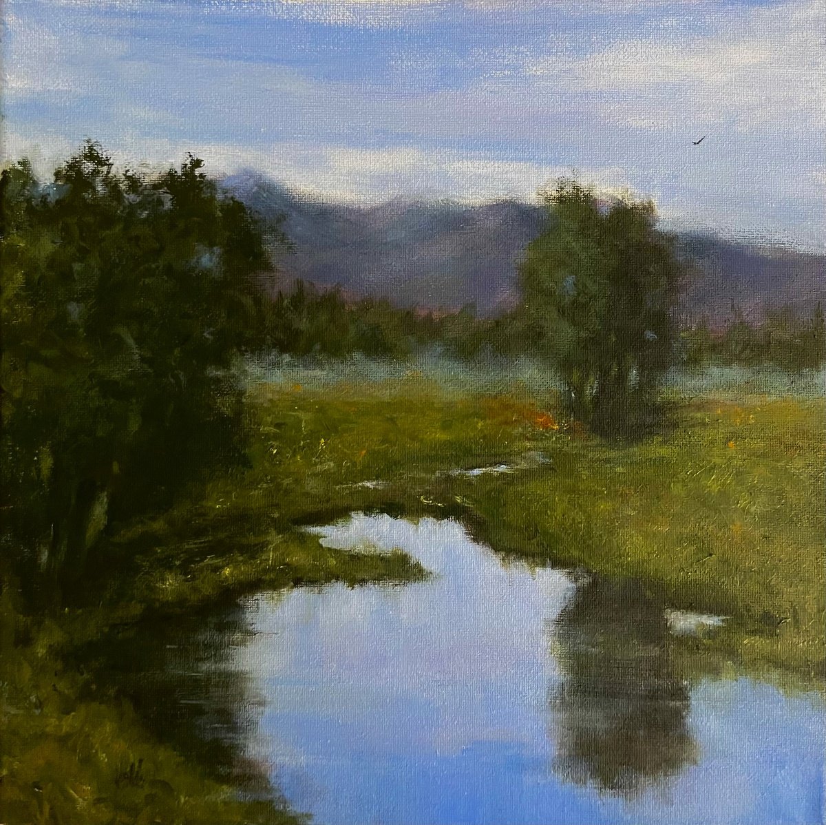 Impressionistic Landscape Acrylic Painting By Cristina Mihailescu, 12 X 12, Where Peace Finds You..., Original Artwork