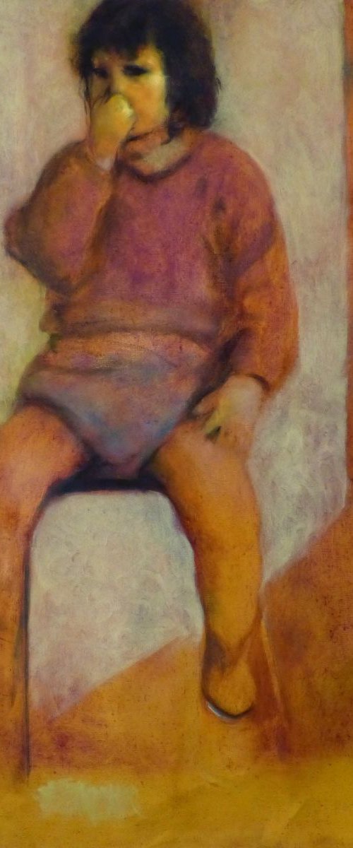 A child of the 60s, oil on canvas 81x60 cm by Frederic Belaubre