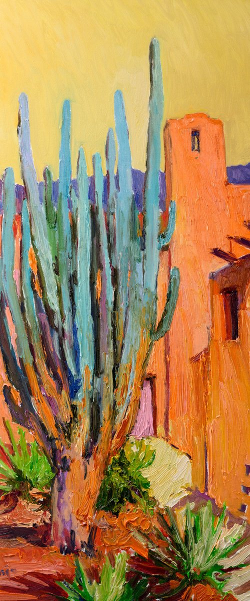 Southwestern Landscape, Cactus and hispanic Houses by Suren Nersisyan