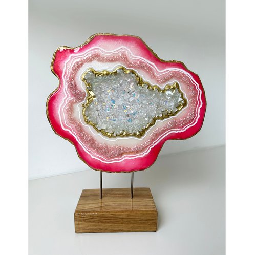 3D Geode Slice Pose Pink & Gold by Alexandra Dobreikin